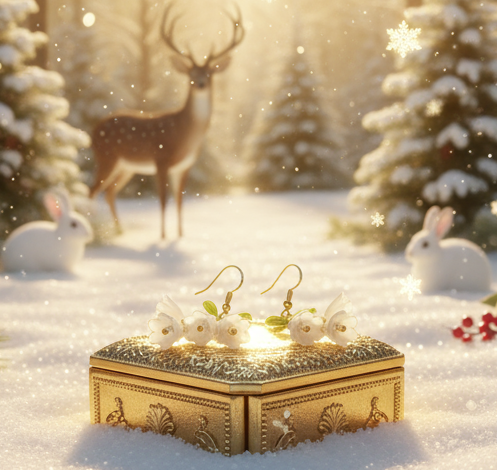 Precious White Flower Dangle Earrings