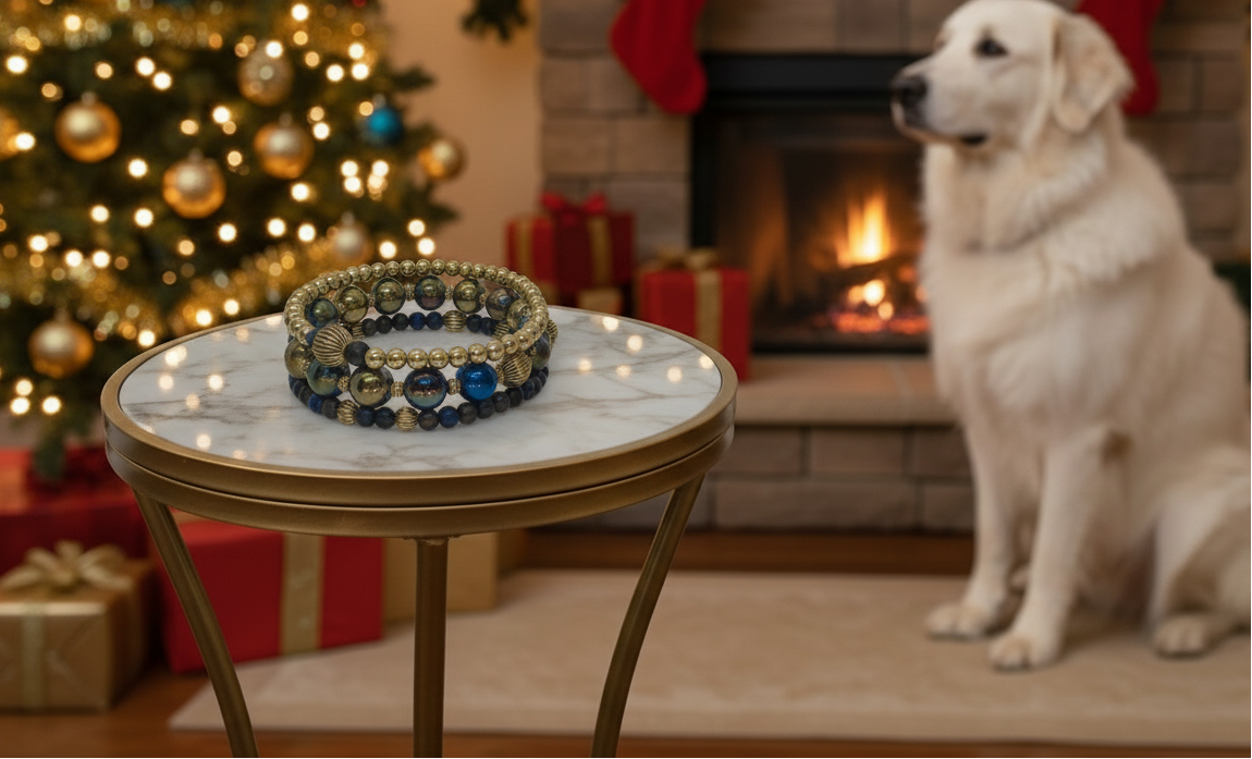Amazing Purple and Gold Hematite Beaded Bracelet - handcrafted by Artistry Jewelry