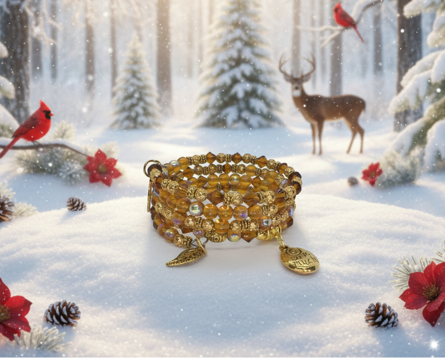 Lovely Browns, Blues, Oranges, and Gold Colors, Beaded Bracelet, One-of-a-Kind - crafted by Artistry Jewelry