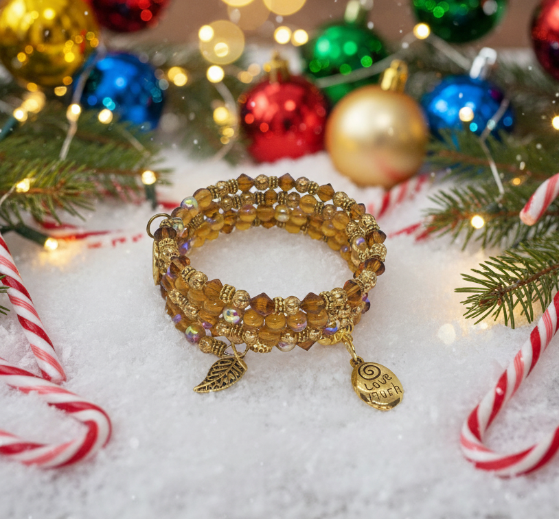 Lovely Browns, Blues, Oranges, and Gold Colors, Beaded Bracelet, One-of-a-Kind - crafted by Artistry Jewelry