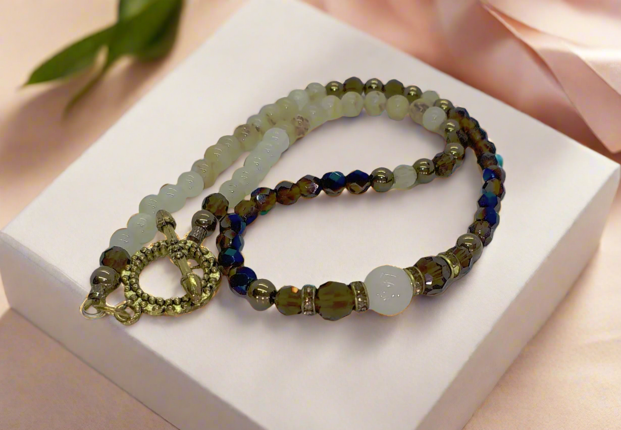 Beautiful Natural Italian Onyx, Quartz, and Crystals, One-of-a-Kind, Semi-precious Necklace-B-handcrafted by Artistry Jewelry