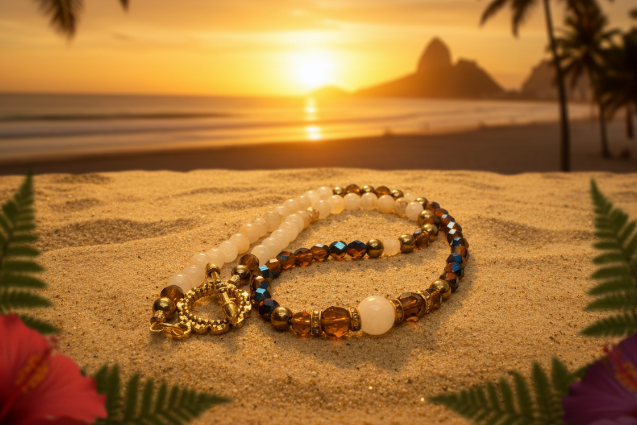 Beautiful Natural Italian Onyx, Quartz, and Crystals, One-of-a-Kind, Semi-precious Necklace-B-handcrafted by Artistry Jewelry