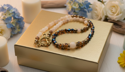 Beautiful Natural Italian Onyx, Quartz, and Crystals, One-of-a-Kind, Semi-precious Necklace-B-handcrafted by Artistry Jewelry