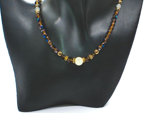 Beautiful Natural Italian Onyx, Quartz, and Crystals, One-of-a-Kind, Semi-precious Necklace-B-handcrafted by Artistry Jewelry