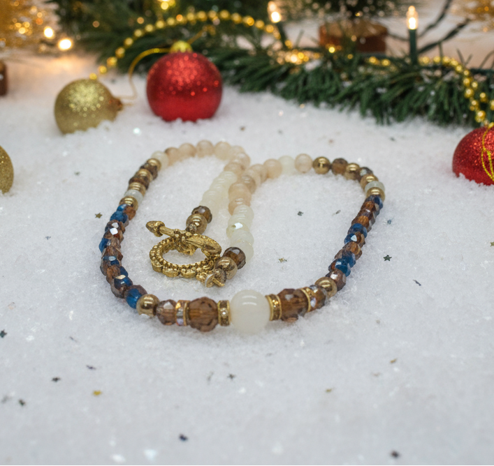 Beautiful Natural Italian Onyx, Quartz, and Crystals, One-of-a-Kind, Semi-precious Necklace-B-handcrafted by Artistry Jewelry