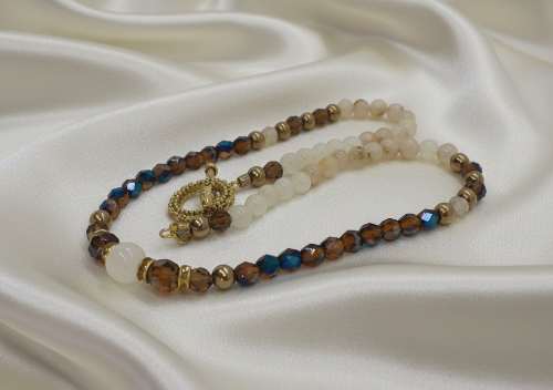 Beautiful Natural Italian Onyx, Quartz, and Crystals, One-of-a-Kind, Semi-precious Necklace-B-handcrafted by Artistry Jewelry
