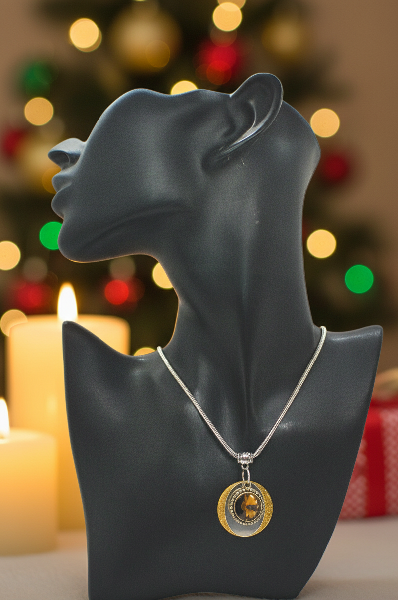 Smokey Topaz Rivoli Pendant, and Silver Snake Chain Necklace- by Artistry Jewelry