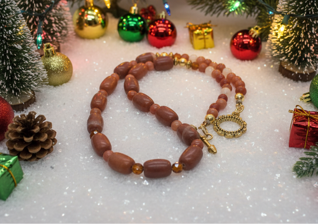Gorgeous Burnt Red Adventurine and Italian Onyx, Semi-precious Necklace B-handcrafted by Artistry Jewelry