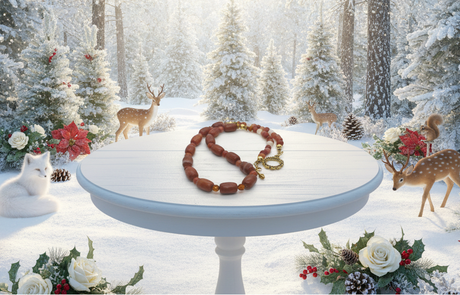 Gorgeous Burnt Red Adventurine and Italian Onyx, Semi-precious Necklace B-handcrafted by Artistry Jewelry