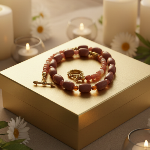 Gorgeous Burnt Red Adventurine and Italian Onyx, Semi-precious Necklace B-handcrafted by Artistry Jewelry