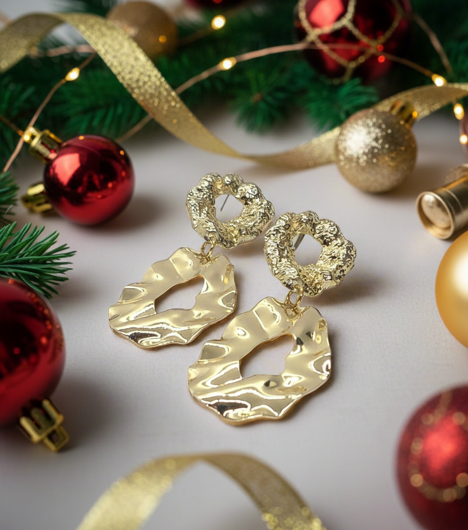 Luscious Long Gold Geo Drop Earrings-crafted by Artistry Jewelry