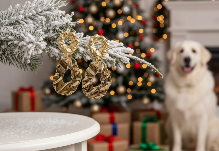 Luscious Long Gold Geo Drop Earrings-crafted by Artistry Jewelry