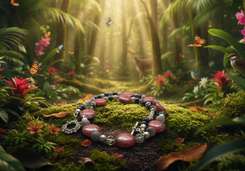 Gorgeous Red Sesame Jasper, Black Lace Marble and Crystal, Semi-precious, One-of-a-Kind, Beaded Necklace B-handcrafted by Artistry Jewelry