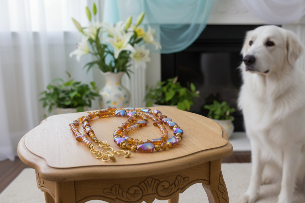 Lovely Browns, Blues, Oranges, and Gold Colors, Two-Strands, Beaded Necklaces, One-of-a-Kind - crafted by Artistry Jewelry