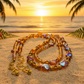 Lovely Browns, Blues, Oranges, and Gold Colors, Two-Strands, Beaded Necklaces, One-of-a-Kind - crafted by Artistry Jewelry
