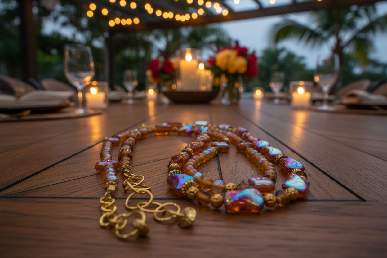 Lovely Browns, Blues, Oranges, and Gold Colors, Two-Strands, Beaded Necklaces, One-of-a-Kind - crafted by Artistry Jewelry