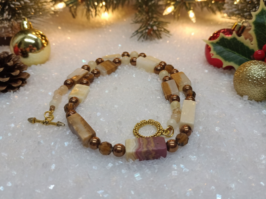 Beautiful Natural Italian Onyx, Quartz, and Crystals, One-of-a-Kind, Semi-precious Necklace-A-handcrafted by Artistry Jewelry