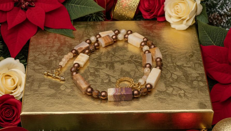 Beautiful Natural Italian Onyx, Quartz, and Crystals, One-of-a-Kind, Semi-precious Necklace-A-handcrafted by Artistry Jewelry