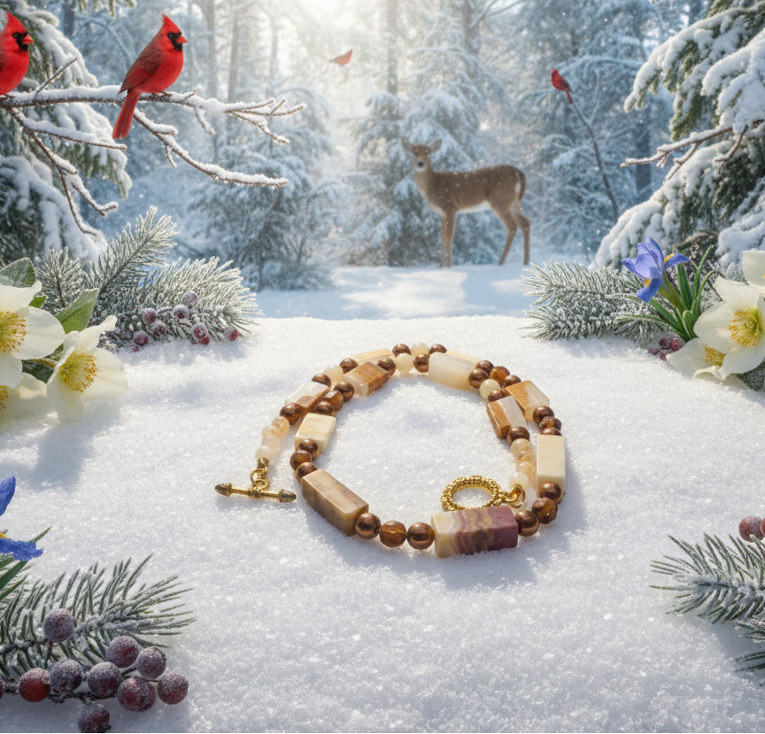 Beautiful Natural Italian Onyx, Quartz, and Crystals, One-of-a-Kind, Semi-precious Necklace-A-handcrafted by Artistry Jewelry