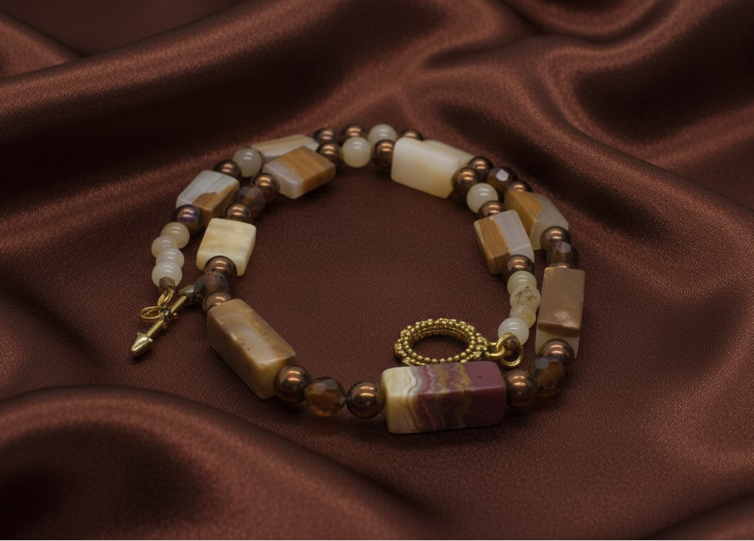 Beautiful Natural Italian Onyx, Quartz, and Crystals, One-of-a-Kind, Semi-precious Necklace-A-handcrafted by Artistry Jewelry