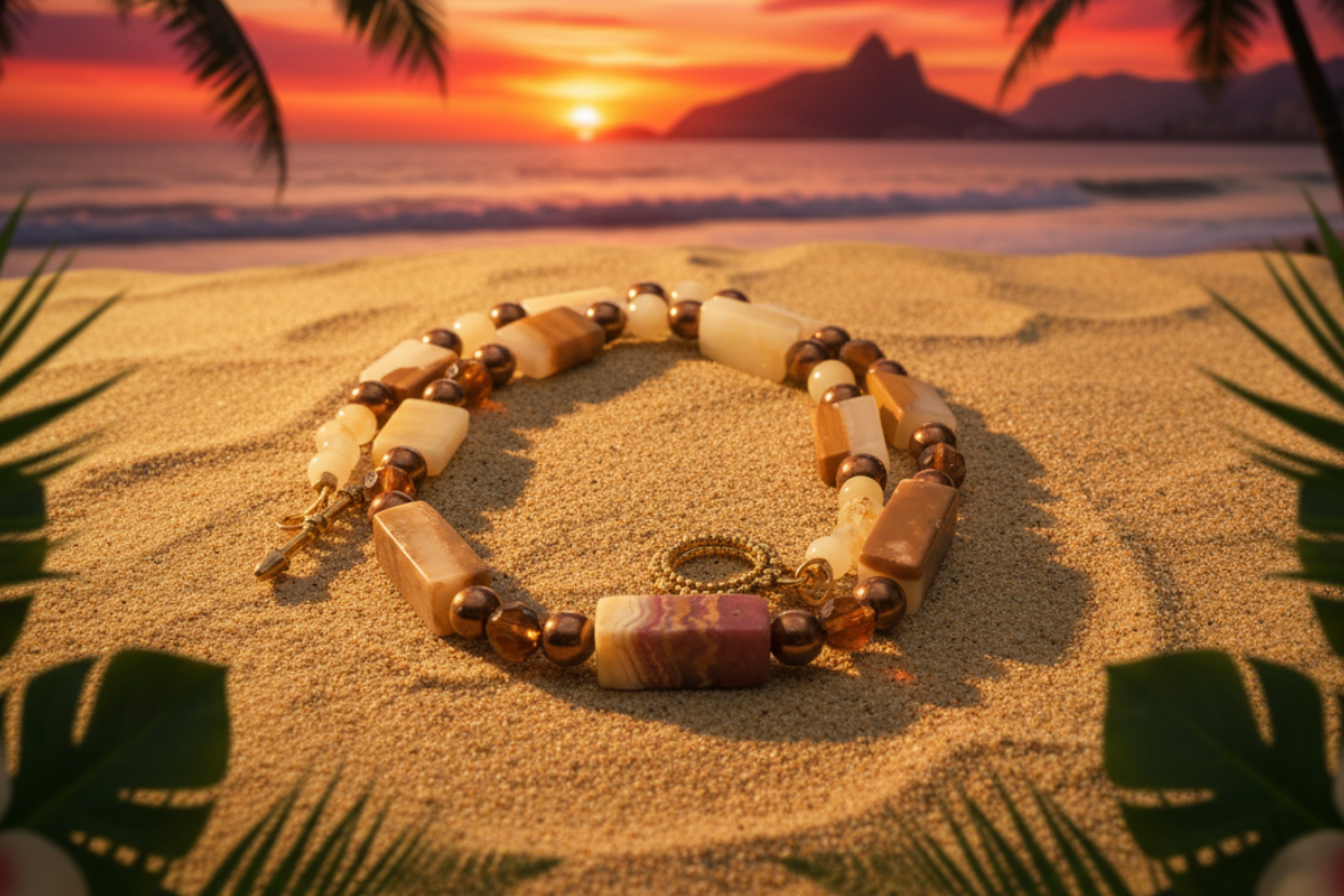 Beautiful Natural Italian Onyx, Quartz, and Crystals, One-of-a-Kind, Semi-precious Necklace-A-handcrafted by Artistry Jewelry