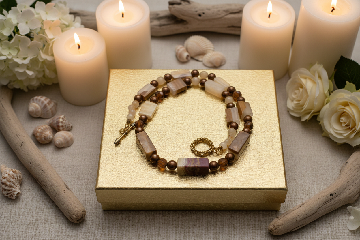 Beautiful Natural Italian Onyx, Quartz, and Crystals, One-of-a-Kind, Semi-precious Necklace-A-handcrafted by Artistry Jewelry
