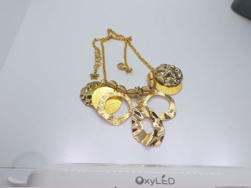 Beautiful Geo Circles of Gold and Rhinestones Necklace, One-of-a-Kind-handcrafted by Artistry Jewelry