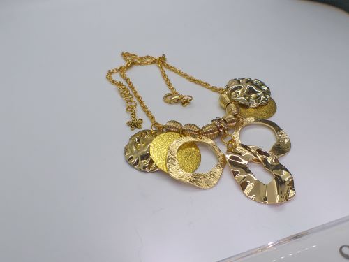 Beautiful Geo Circles of Gold and Rhinestones Necklace, One-of-a-Kind-handcrafted by Artistry Jewelry