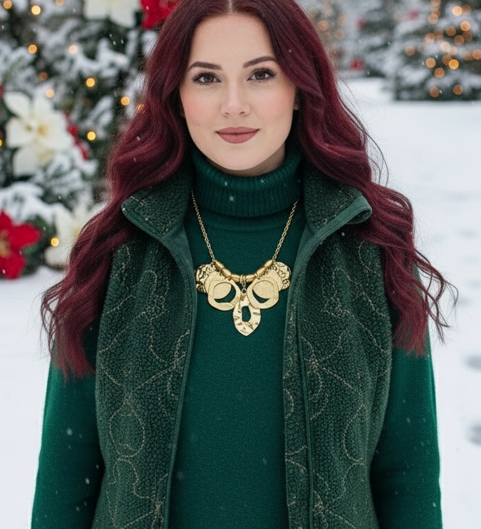 Beautiful Geo Circles of Gold and Rhinestones Necklace, One-of-a-Kind-handcrafted by Artistry Jewelry