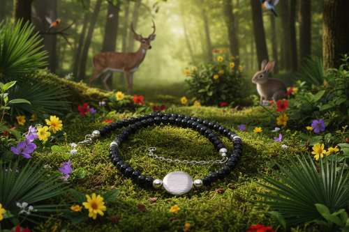 Exciting Black Satin Beads with Silver Hematite, One-of-a-Kind Necklace - hand crafted by Artistry Jewelry
