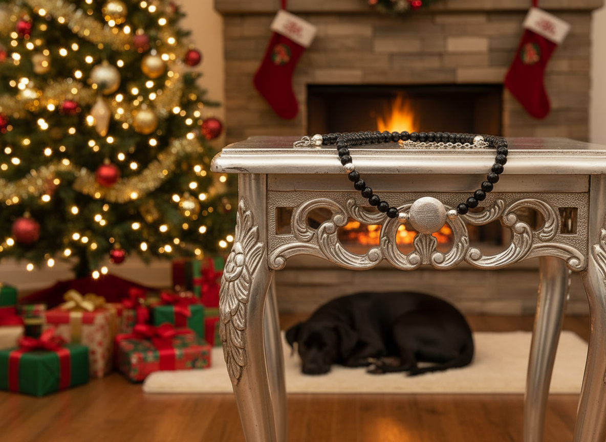 Exciting Black Satin Beads with Silver Hematite, One-of-a-Kind Necklace - hand crafted by Artistry Jewelry