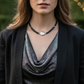 Exciting Black Satin Beads with Silver Hematite, One-of-a-Kind Necklace - hand crafted by Artistry Jewelry