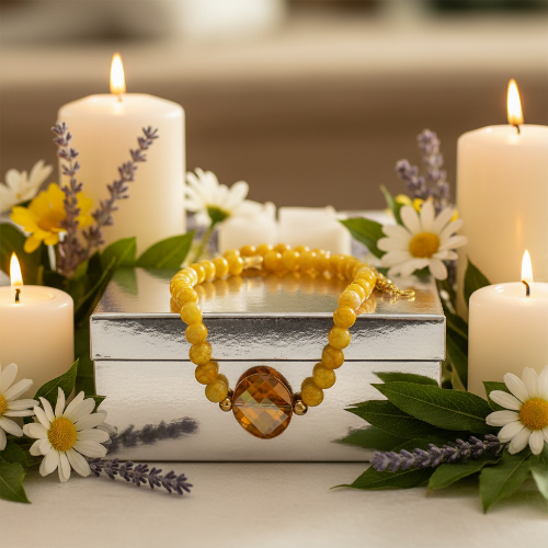Exciting Yellow Fire Dragon Agates and Copper Crystal Twist, Semi-precious, One-of-a-Kind, Necklace - handcrafted by Artistry Jewelry