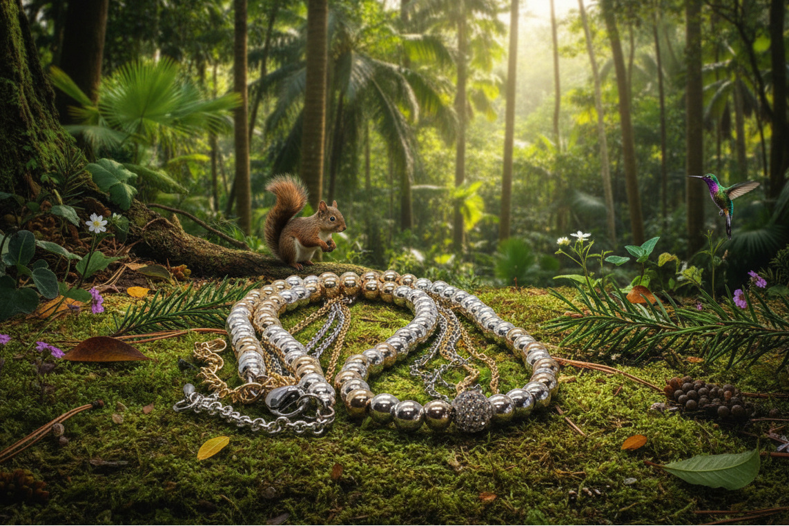 Gorgeous Handcrafted Two-Strand Silver and Gold Hematite and Chain Necklace with Cubic Zirconia Focal, Silver and Gold Tones- handcrafted by Artistry Jewelry