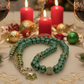 Stunning Cubic Zirconia, Czech Green Satin Beads, and Gold Hematite, Beaded Necklace, One-of-a-Kind, Crafted by Artistry Jewelry