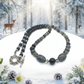 Fabulous Black & Gray Labrador, Black Onyx and Black Diamond Crystals, Semi-precious, Beaded Necklace B-handcrafted by Artistry Jewelry