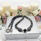 Fabulous Black & Gray Labrador, Black Onyx and Black Diamond Crystals, Semi-precious, Beaded Necklace B-handcrafted by Artistry Jewelry