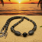 Fabulous Black & Gray Labrador, Black Onyx and Black Diamond Crystals, Semi-precious, Beaded Necklace B-handcrafted by Artistry Jewelry