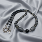 Fabulous Black & Gray Labrador, Black Onyx and Black Diamond Crystals, Semi-precious, Beaded Necklace B-handcrafted by Artistry Jewelry