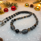 Fabulous Black & Gray Labrador, Black Onyx and Black Diamond Crystals, Semi-precious, Beaded Necklace B-handcrafted by Artistry Jewelry