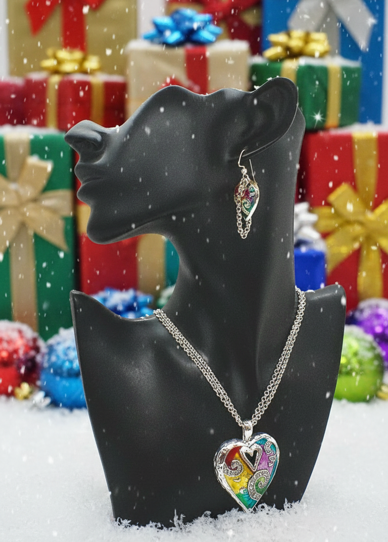 Fabulous Purple, Yellow, Red, Blue, Silver Colors and Fragile Rhinestones Chain Necklace Set A-by Artistry Jewelry