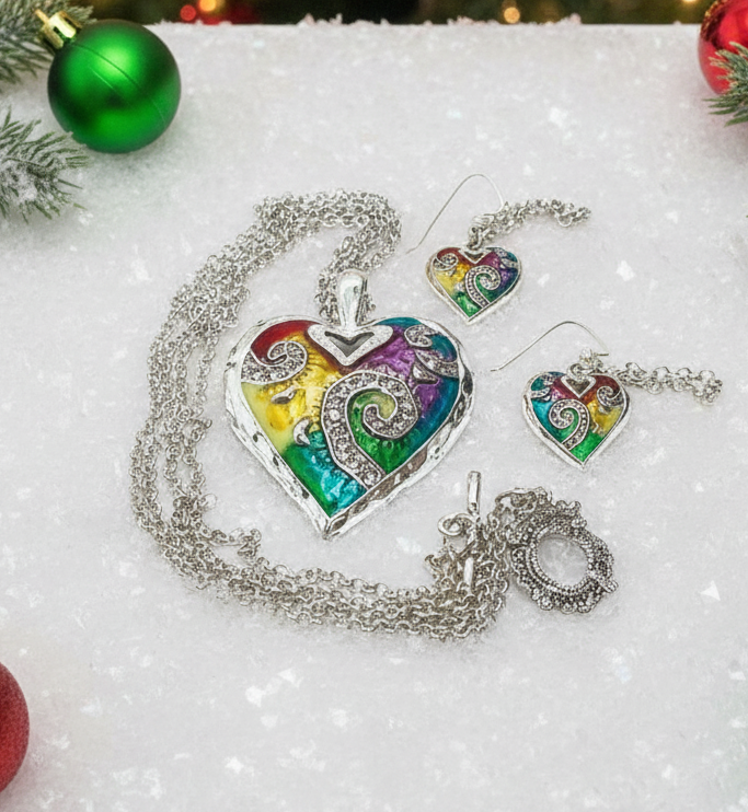 Fabulous Purple, Yellow, Red, Blue, Silver Colors and Fragile Rhinestones Chain Necklace Set A-by Artistry Jewelry