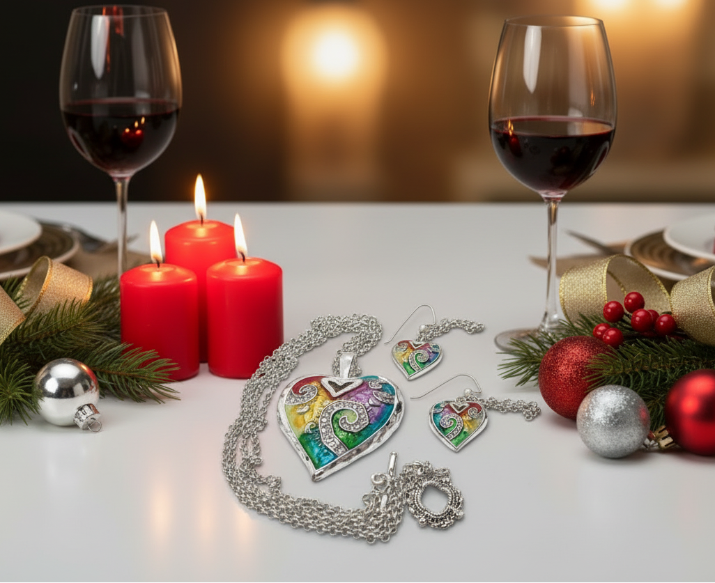 Fabulous Purple, Yellow, Red, Blue, Silver Colors and Fragile Rhinestones Chain Necklace Set A-by Artistry Jewelry