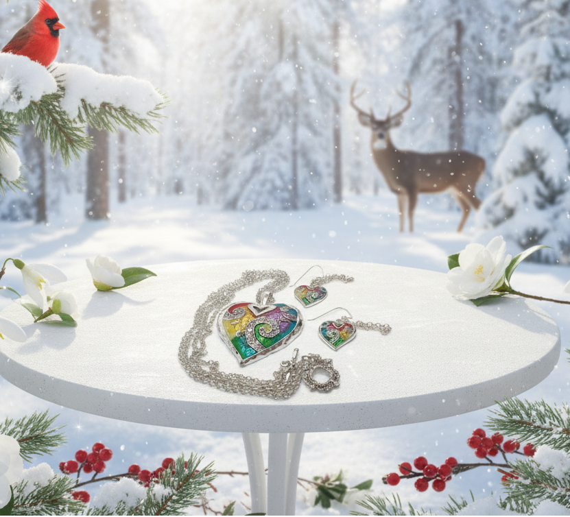 Fabulous Purple, Yellow, Red, Blue, Silver Colors and Fragile Rhinestones Chain Necklace Set A-by Artistry Jewelry