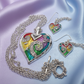 Fabulous Purple, Yellow, Red, Blue, Silver Colors and Fragile Rhinestones Chain Necklace Set A-by Artistry Jewelry