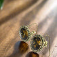 Lovely Smokey Topaz, Rivoli, Gold Drop Earrings- by Artistry Jewelry