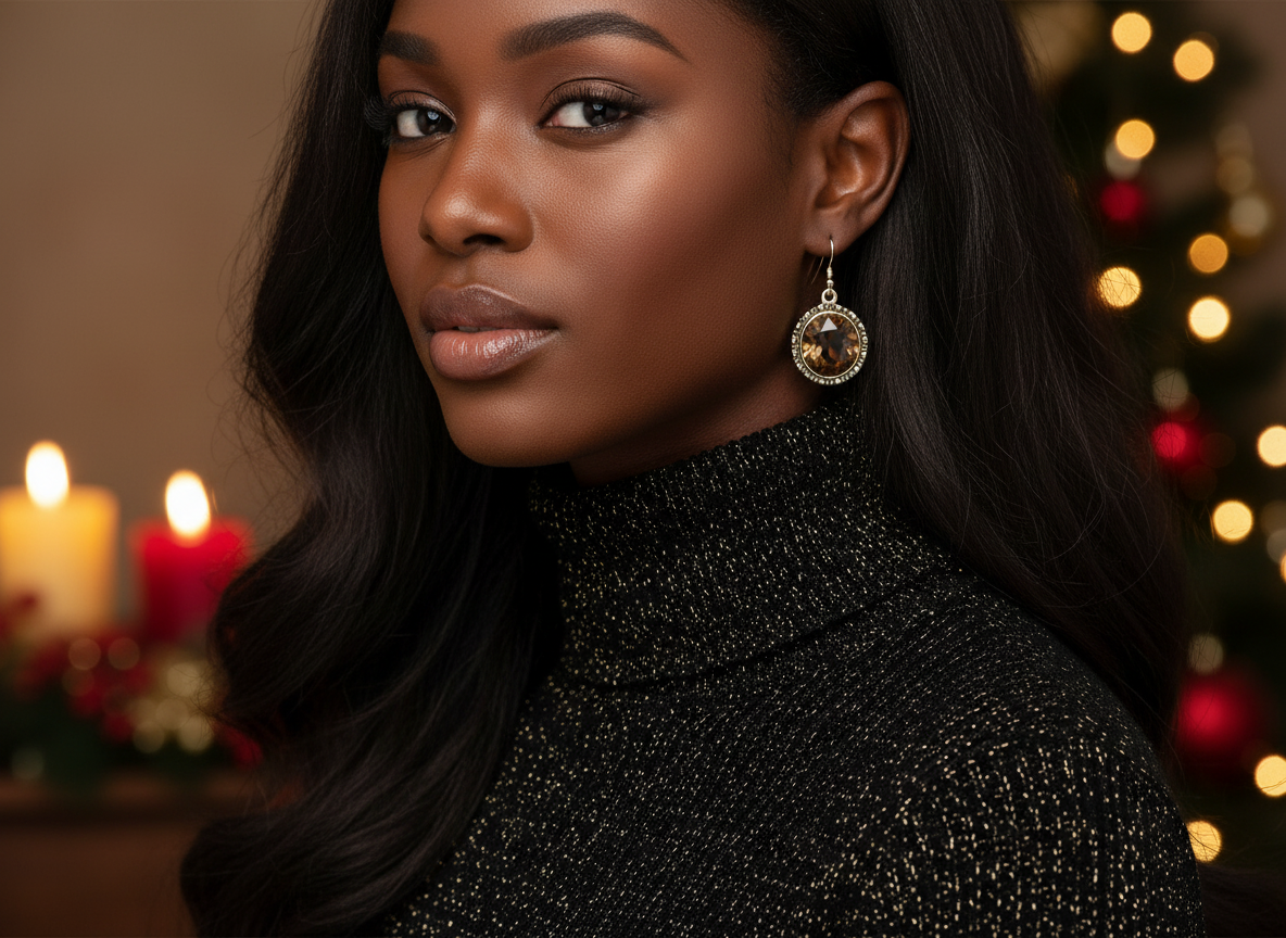 Lovely Smoky Topaz, Rivoli, Gold Drop Earrings- by Artistry Jewelry