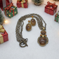 Marvelous Antique Brown and Orange Pendant, Steel Chain Necklace Set, One-of-a-Kind-by Artistry Jewelry