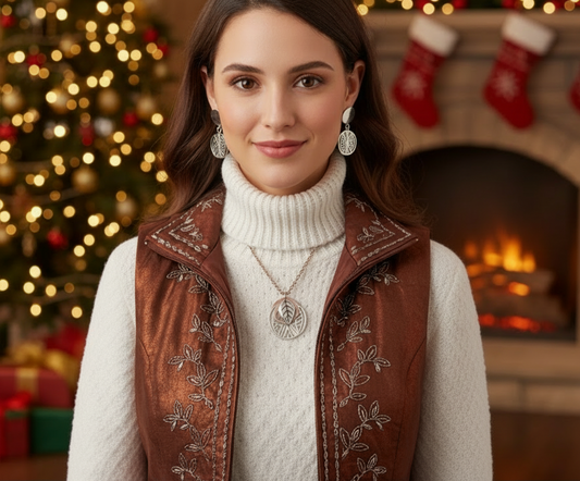 Charming Silver Leaves and Copper Discs, Copper Chain Necklace Set  One-of-a-Kind-handcrafted by Artistry Jewelry