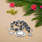 Stunning Silver & Black Pendant, Blackstone cubes and Czech Crystals, Beaded Necklace Set-crafted by Artistry Jewelry